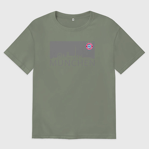 Женская футболка оверсайз Bayern Munchen - Munchen City grey 2022 / Авокадо – фото 1