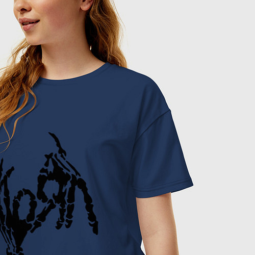 Женская футболка оверсайз Korn bones / Тёмно-синий – фото 3