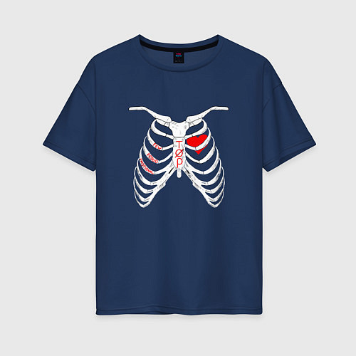 Женская футболка оверсайз TOP Skeleton / Тёмно-синий – фото 1
