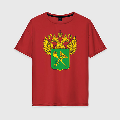 Женская футболка оверсайз Герб Таможни / Красный – фото 1