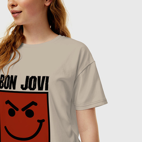 Женская футболка оверсайз Bon Jovi: Have a nice day / Миндальный – фото 3