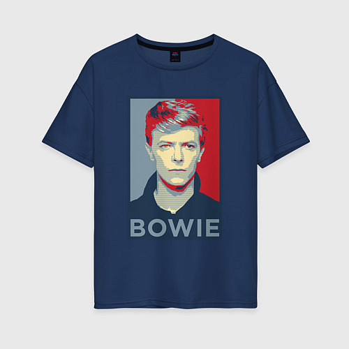 Женская футболка оверсайз Bowie Poster / Тёмно-синий – фото 1