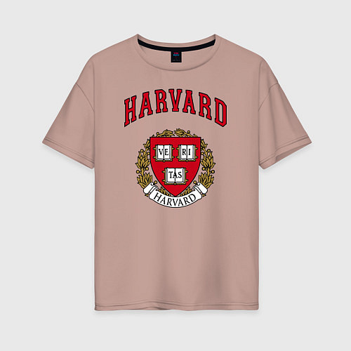 Женская футболка оверсайз Harvard university / Пыльно-розовый – фото 1