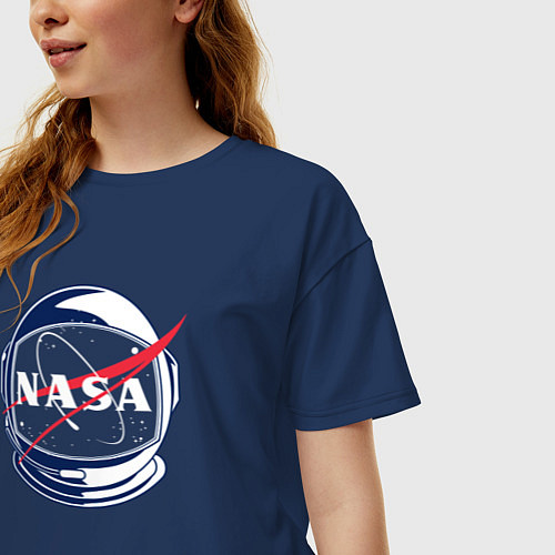 Женская футболка оверсайз NASA / Тёмно-синий – фото 3
