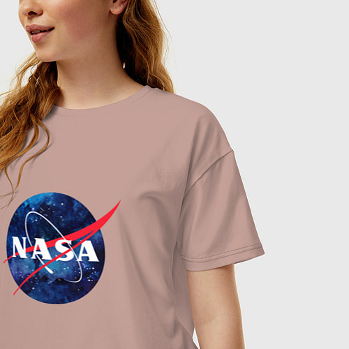 Женская футболка оверсайз NASA: Cosmic Logo / Пыльно-розовый – фото 3