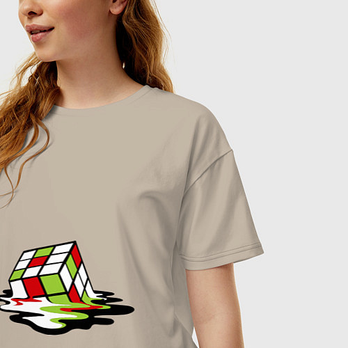 Женская футболка оверсайз Кубик рубика / Миндальный – фото 3