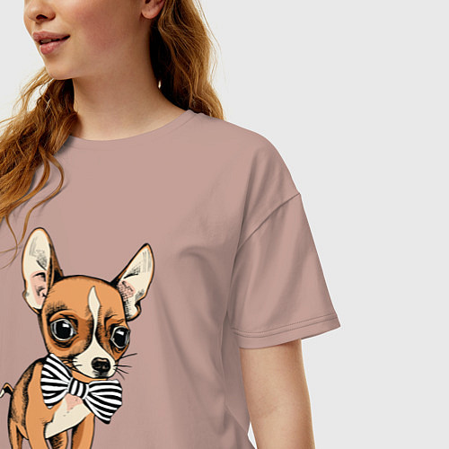 Женская футболка оверсайз Чихуахуа с бабочкой / Пыльно-розовый – фото 3