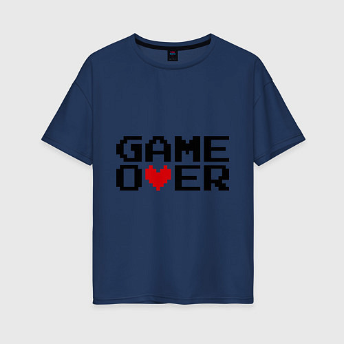 Женская футболка оверсайз Game over 8 bit / Тёмно-синий – фото 1