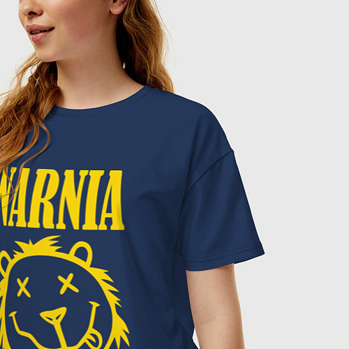 Женская футболка оверсайз Narnia / Тёмно-синий – фото 3