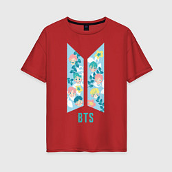 Футболка оверсайз женская BTS Army Floral, цвет: красный