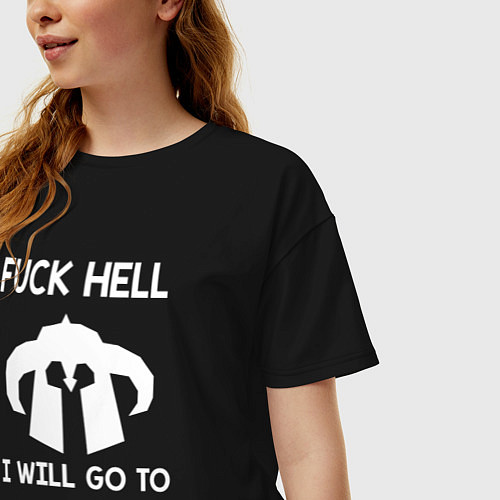 Женская футболка оверсайз Fuck Hell / Черный – фото 3