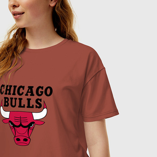 Женская футболка оверсайз Chicago Bulls / Кирпичный – фото 3