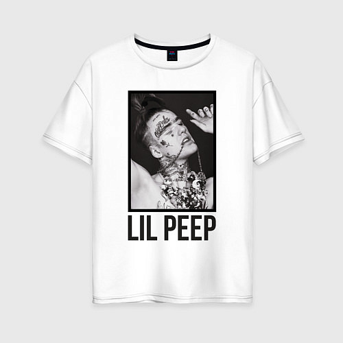 Женская футболка оверсайз Lil Peep: Black Style / Белый – фото 1