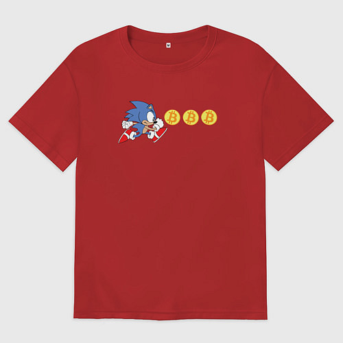 Женская футболка оверсайз Монетный Соник / Красный – фото 1