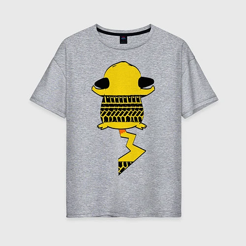 Женская футболка оверсайз Pikachu crushed / Меланж – фото 1