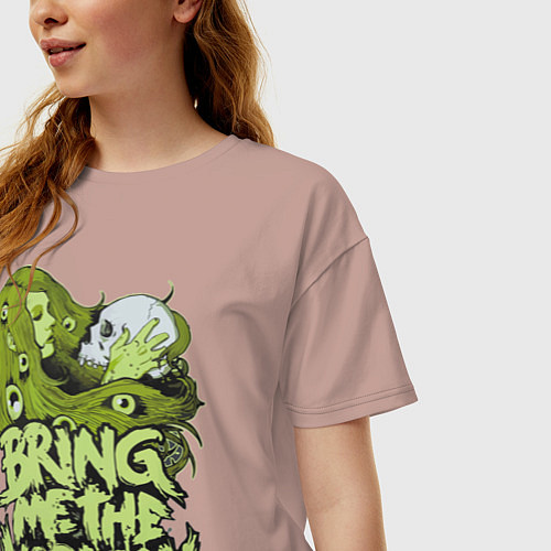 Женская футболка оверсайз Bring Me The Horizon: Green Girl / Пыльно-розовый – фото 3