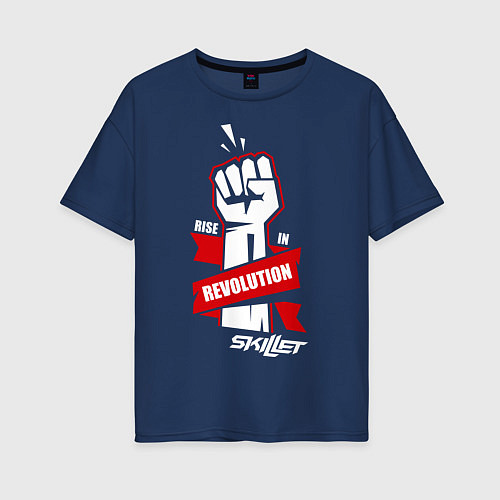 Женская футболка оверсайз Skillet: Rise on Revolution / Тёмно-синий – фото 1