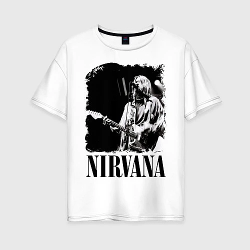 Женская футболка оверсайз Black Nirvana / Белый – фото 1