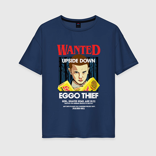 Женская футболка оверсайз Wanted: Eggo Thief / 11 / Тёмно-синий – фото 1