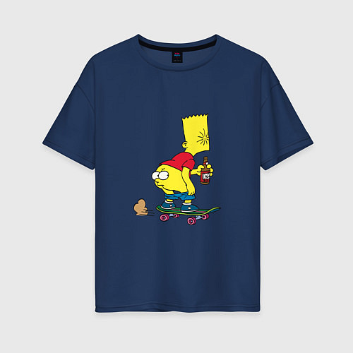 Женская футболка оверсайз Bart Simpson / Тёмно-синий – фото 1