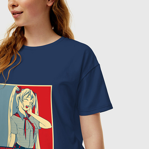 Женская футболка оверсайз Мику любит пение / Тёмно-синий – фото 3