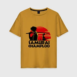 Женская футболка оверсайз Самурай Champloo закат