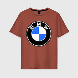 Футболка оверсайз женская Logo BMW, цвет: кирпичный