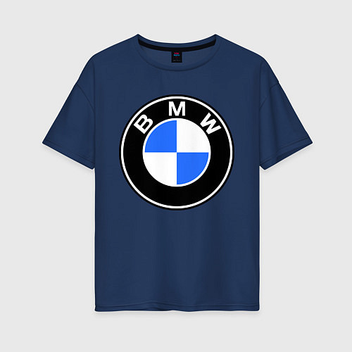 Женская футболка оверсайз Logo BMW / Тёмно-синий – фото 1