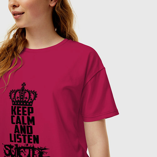 Женская футболка оверсайз Keep Calm & Listen Suicide Silence / Маджента – фото 3
