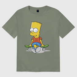 Футболка оверсайз женская Барт на скейте, цвет: авокадо