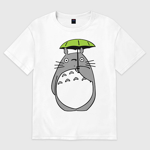 Женская футболка оверсайз Totoro с зонтом / Белый – фото 1