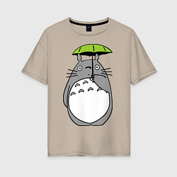 Женская футболка оверсайз Totoro с зонтом