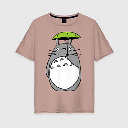 Женская футболка оверсайз Totoro с зонтом