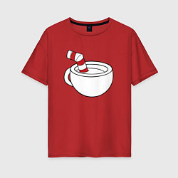 Футболка оверсайз женская Red Cuphead, цвет: красный