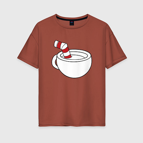 Женская футболка оверсайз Red Cuphead / Кирпичный – фото 1