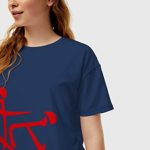 Женская футболка оверсайз Иероглиф: любовь / Тёмно-синий – фото 3
