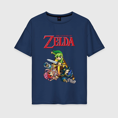 Женская футболка оверсайз Zelda: Tri force heroes / Тёмно-синий – фото 1
