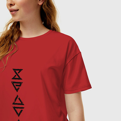 Женская футболка оверсайз Знаки Ведьмака Black / Красный – фото 3