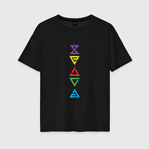 Женская футболка оверсайз Знаки ведьмака Colors / Черный – фото 1