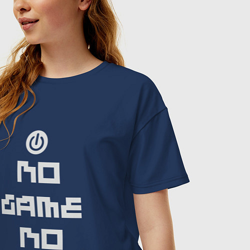 Женская футболка оверсайз No game No life / Тёмно-синий – фото 3
