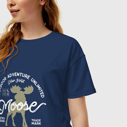 Женская футболка оверсайз Mosse: Trade Mark / Тёмно-синий – фото 3