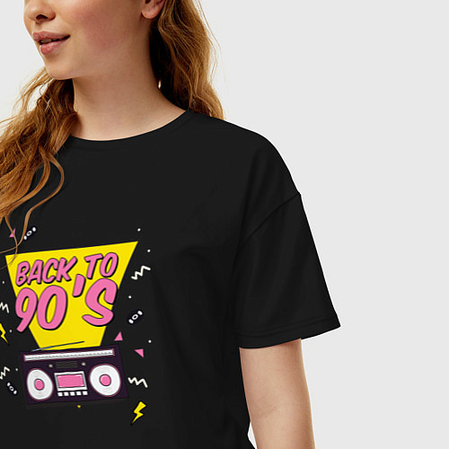 Женская футболка оверсайз Back to 90s / Черный – фото 3