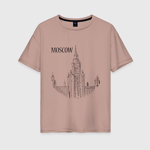 Женская футболка оверсайз Moscow MSU / Пыльно-розовый – фото 1
