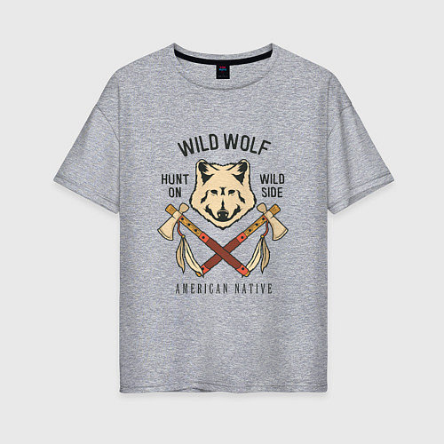 Женская футболка оверсайз Wild Wolf / Меланж – фото 1