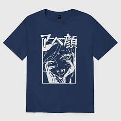 Футболка оверсайз женская Ahegao Black, цвет: тёмно-синий