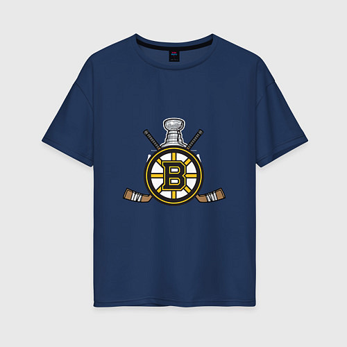 Женская футболка оверсайз Boston Bruins Hockey / Тёмно-синий – фото 1