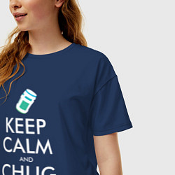 Футболка оверсайз женская Keep Calm & Chug on, цвет: тёмно-синий — фото 2