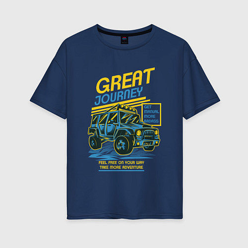 Женская футболка оверсайз Great Journey / Тёмно-синий – фото 1