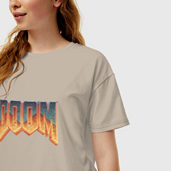 Футболка оверсайз женская DOOM, цвет: миндальный — фото 2