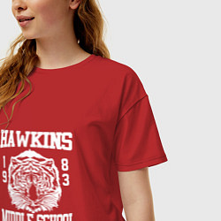 Футболка оверсайз женская Hawkins Middle School, цвет: красный — фото 2